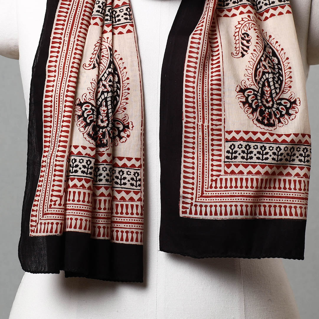 Black Bagh Hand Block Printed Cotton Stole 