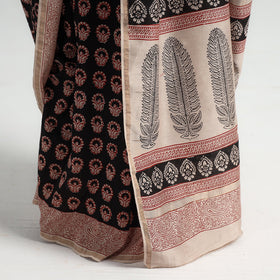 Black Bagh Hand Block Printed Natural Dyed Chanderi Silk Saree 