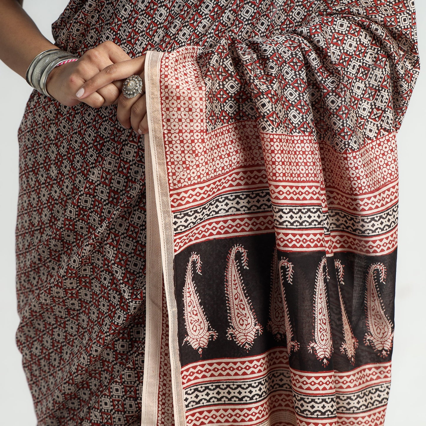  Bagh Hand Block Printed Natural Dyed Chanderi Silk Saree 