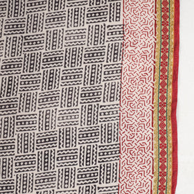 Black Bagh Hand Block Printed Natural Dyed Cotton Saree with Zari Border 