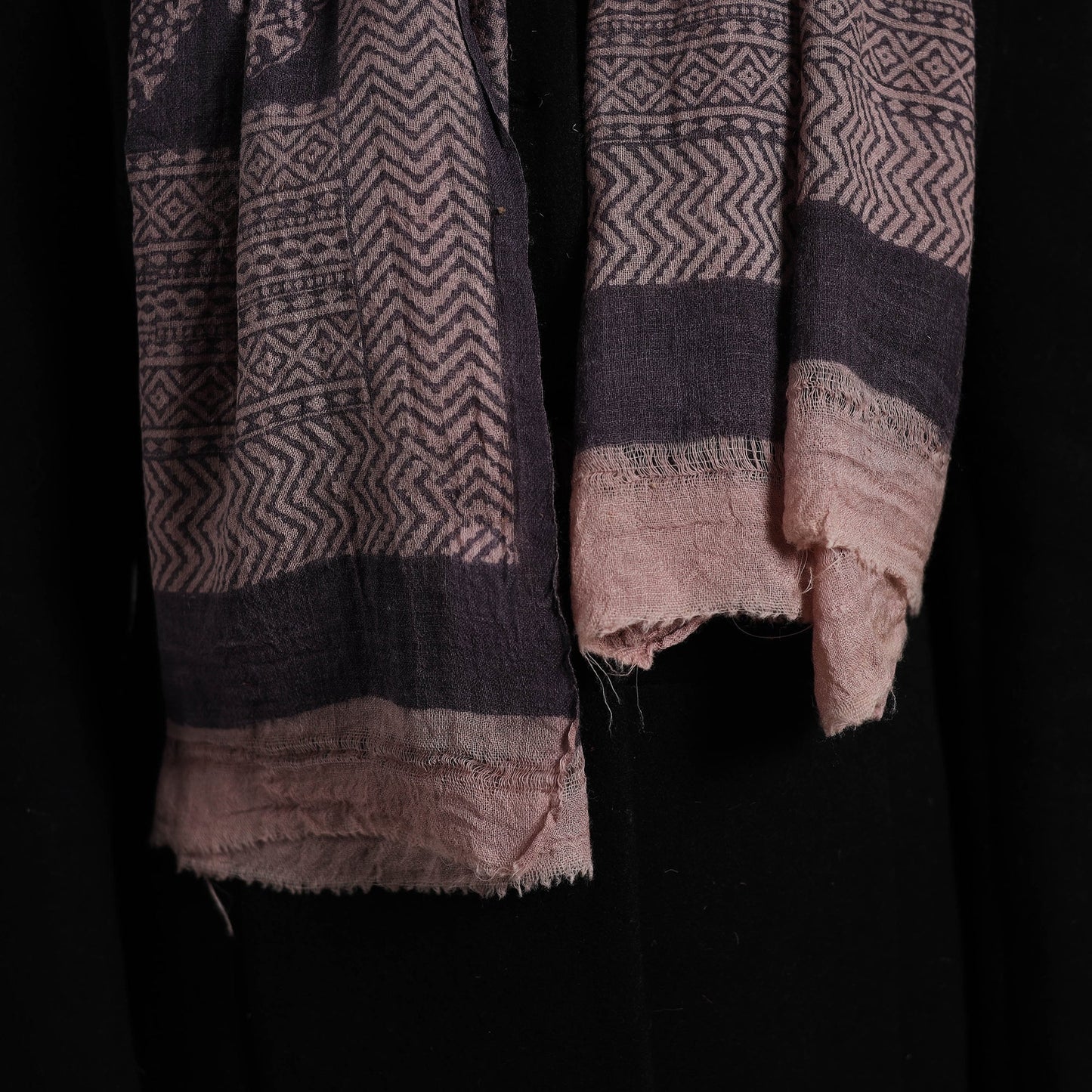 Black Bagh Hand Block Printed Woollen Stole