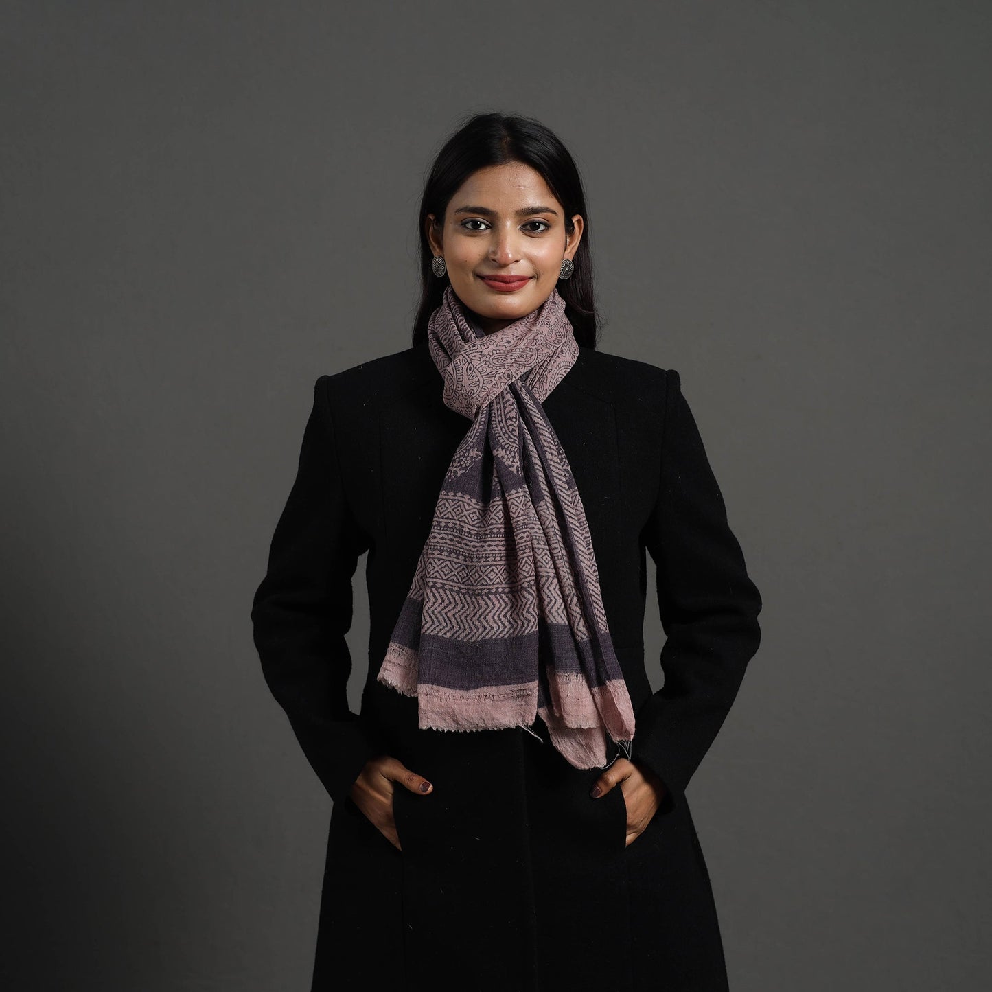 Black Bagh Hand Block Printed Woollen Stole