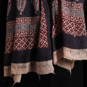 Black - bagh hand printed woollen stole 28 - handcrafted