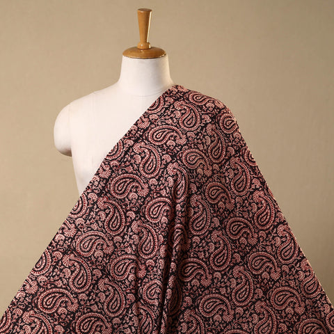 Red Bagh Block Print Kantha Work Natural Dyed Cotton Fabric