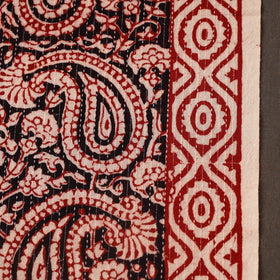 Red Bagh Block Print Kantha Work Natural Dyed Cotton Fabric