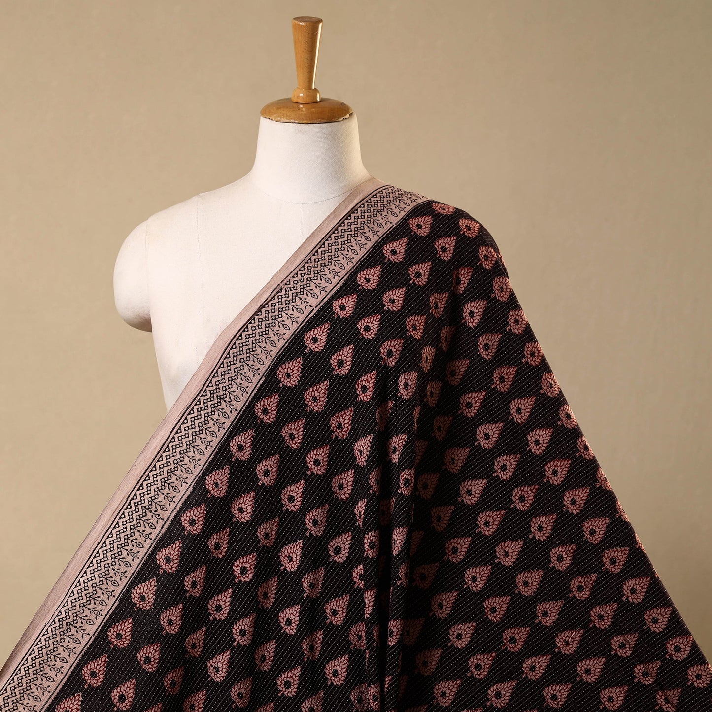 Multicolor Bagh Block Print Kantha Work Natural Dyed Cotton Fabric