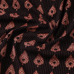 Multicolor Bagh Block Print Kantha Work Natural Dyed Cotton Fabric