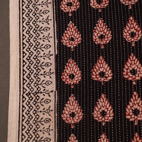 Multicolor Bagh Block Print Kantha Work Natural Dyed Cotton Fabric