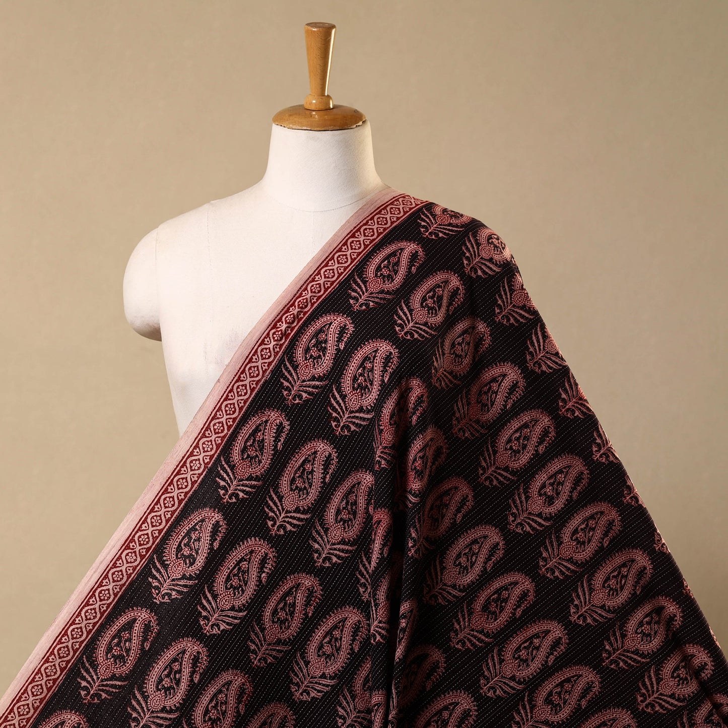 Multicolor Bagh Block Print Kantha Work Natural Dyed Cotton Fabric