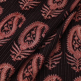 Multicolor Bagh Block Print Kantha Work Natural Dyed Cotton Fabric