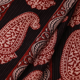 Red Bagh Block Print Kantha Work Natural Dyed Cotton Fabric