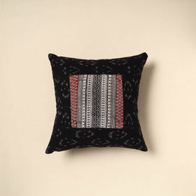 Buy Black Bagh Patch Ikat Cushion Cover