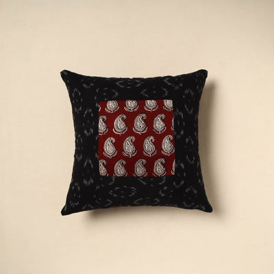 Buy Black Bagh Patch Ikat Cushion Cover