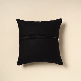 Black - bagh patch ikat cushion cover 16 - handcrafted