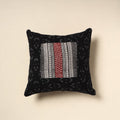 Black - bagh patch ikat cushion cover 16 - handcrafted