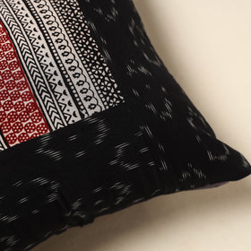 Black - bagh patch ikat cushion cover 16 - handcrafted