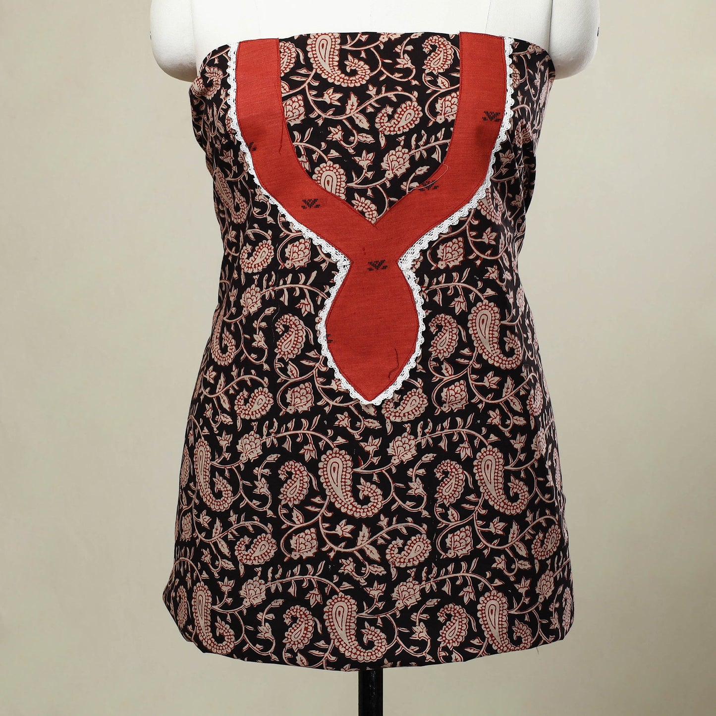 Black - bagh patchwork cotton unstitched kurta material