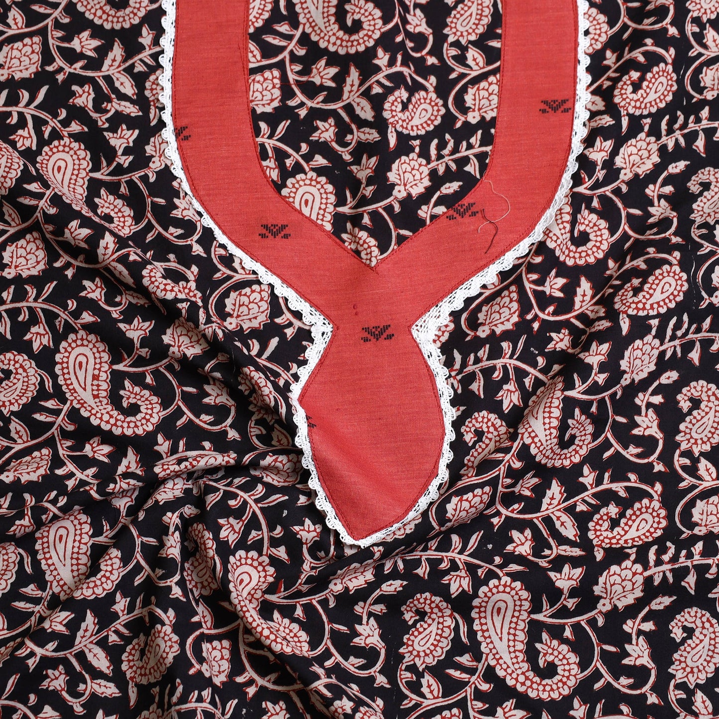 Black - bagh patchwork cotton unstitched kurta material