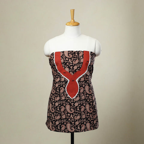 Black - bagh patchwork cotton unstitched kurta material