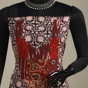 Black - bagh patchwork cotton unstitched kurta material