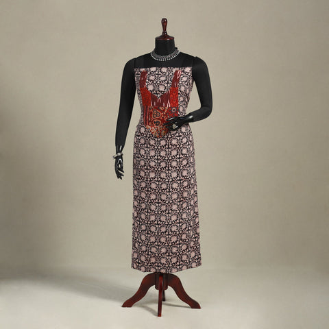 Black - bagh patchwork cotton unstitched kurta material