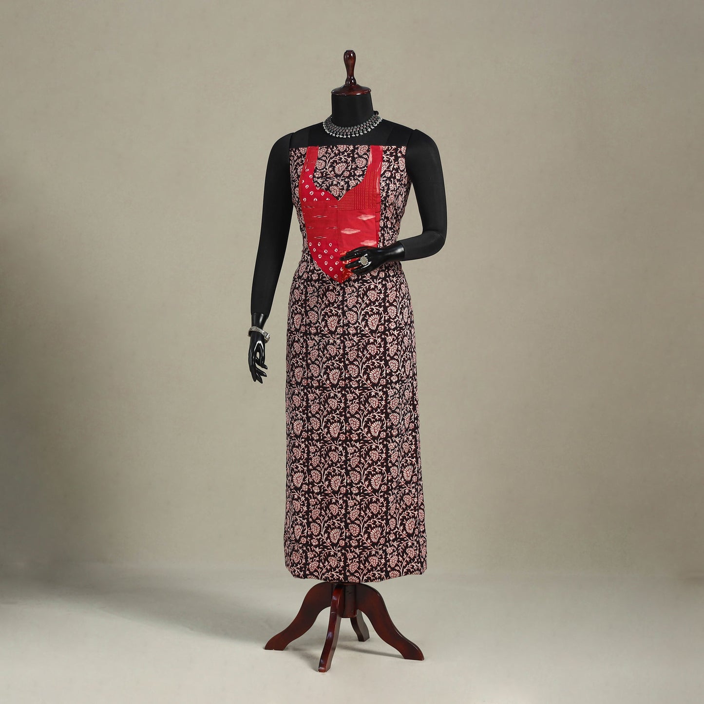 Black - bagh patchwork cotton unstitched kurta material