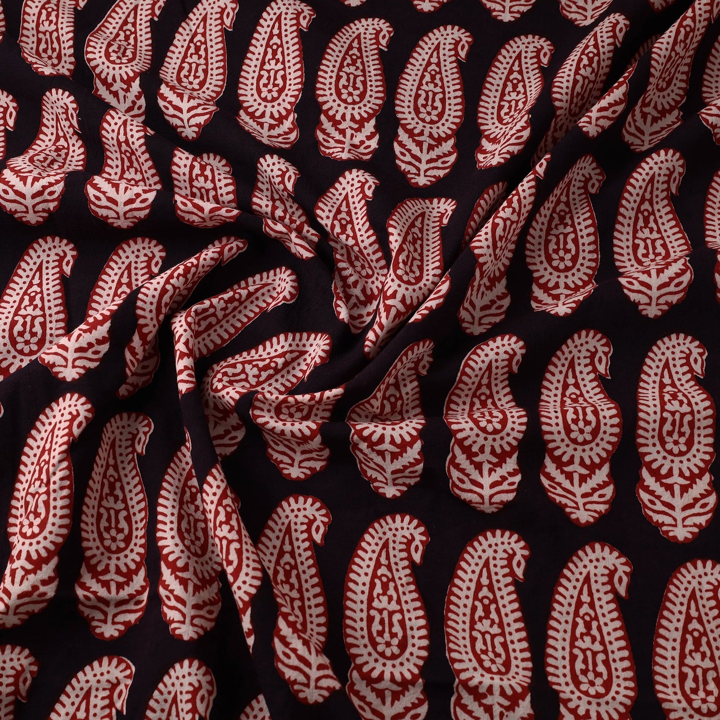 Black Bagh Block Printed Cotton Fabric