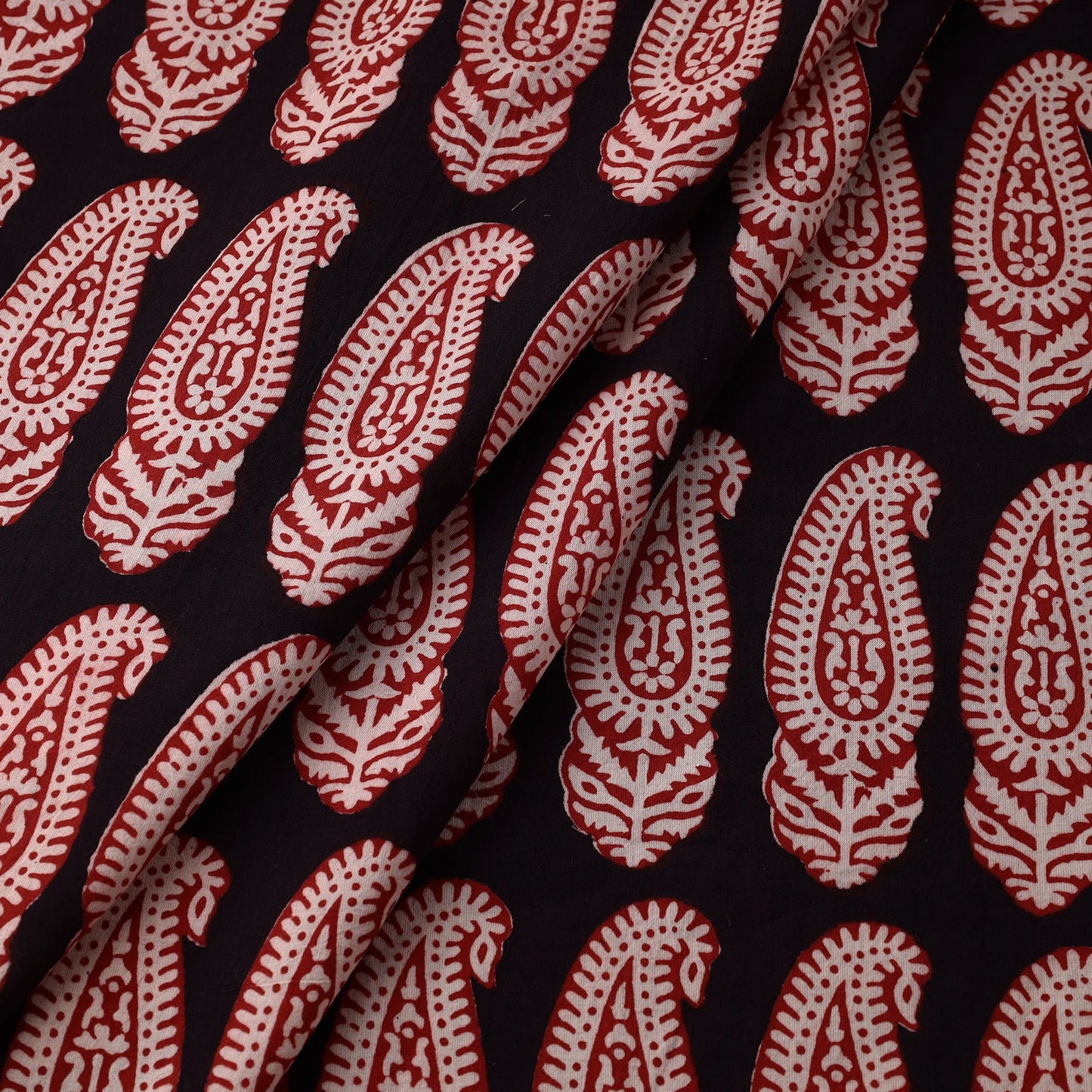 Black Bagh Block Printed Cotton Fabric