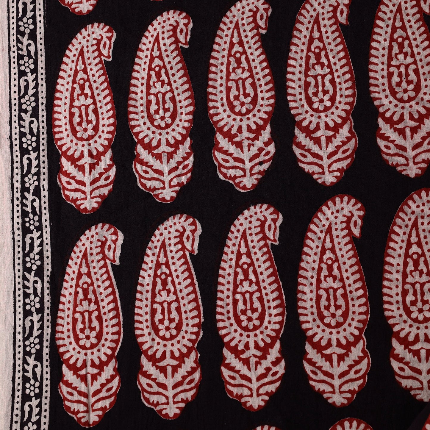 Black Bagh Block Printed Cotton Fabric