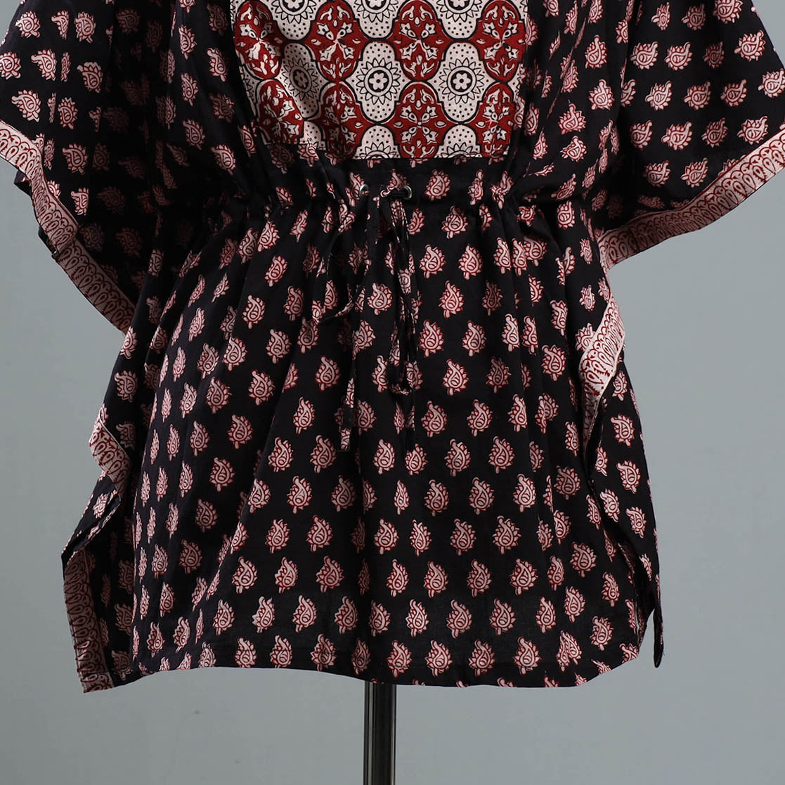  Bagh Block Printed Cotton Kaftan with Tie-Up Waist 