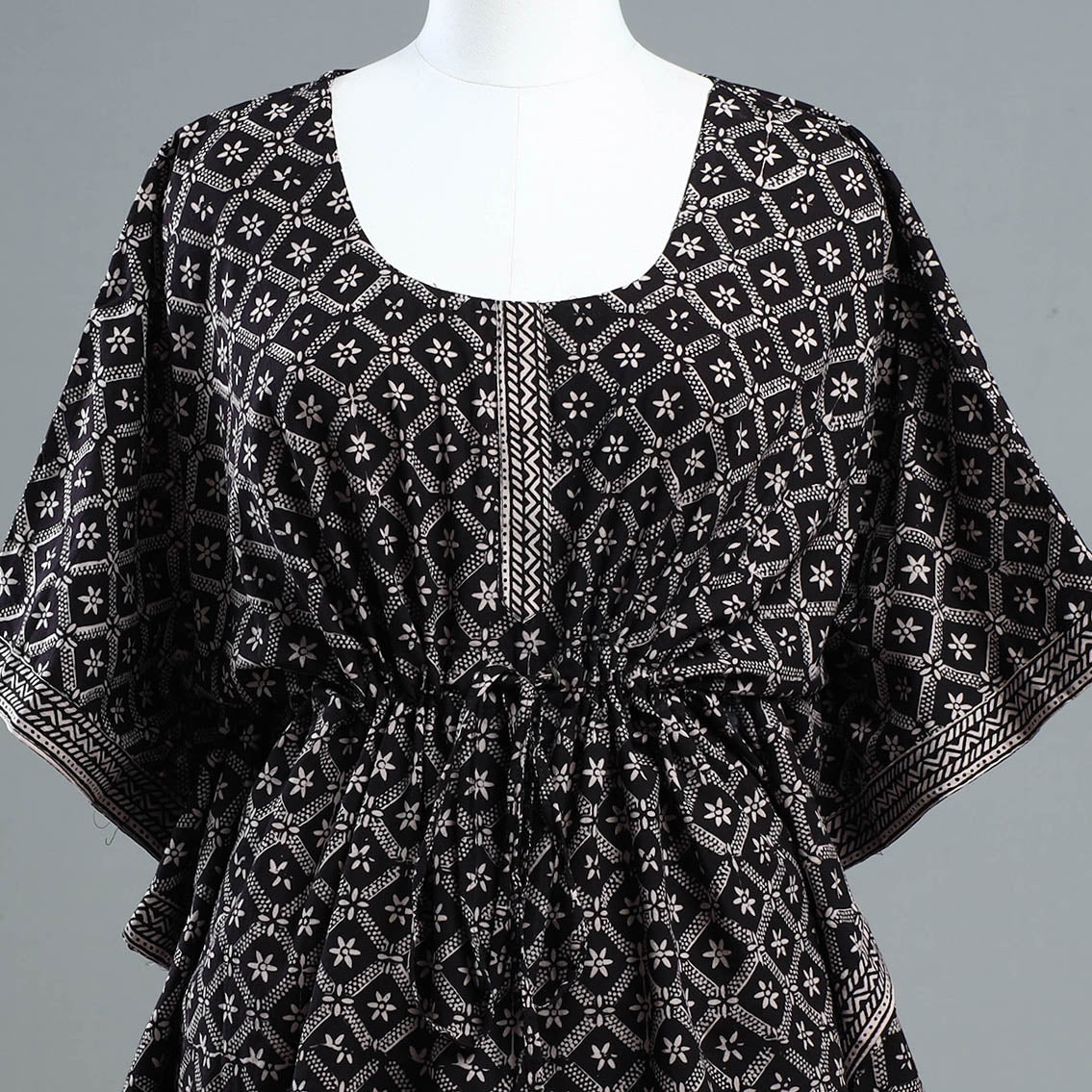  Bagh Block Printed Cotton Kaftan with Tie-Up Waist 