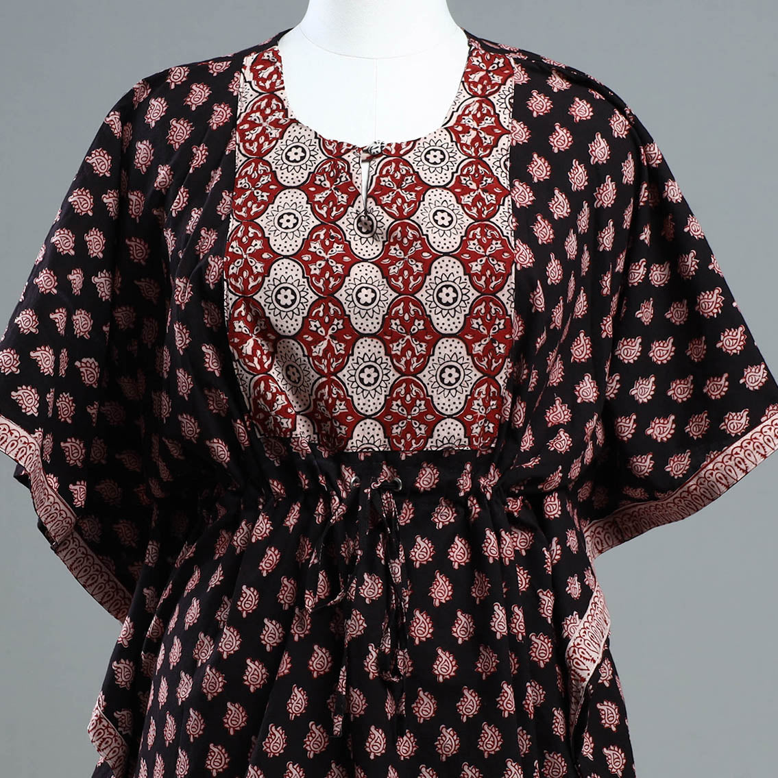 Bagh Block Printed Cotton Kaftan with Tie-Up Waist 