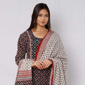 Buy Bagh Block Printed Cotton Long Kurta with Palazzo & Dupatta Set 06 Online l iTokri.com