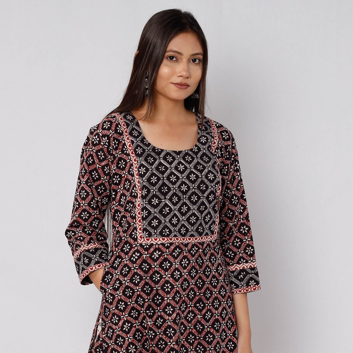 Buy Bagh Block Printed Cotton Long Kurta with Palazzo & Dupatta Set 06 Online l iTokri.com