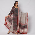 Buy Bagh Block Printed Cotton Long Kurta with Palazzo & Dupatta Set 06 Online l iTokri.com