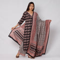 Black - bagh printed cotton kurta with palazzo & dupatta