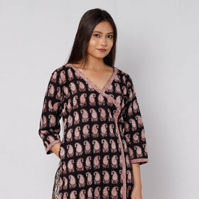 Black - bagh printed cotton kurta with palazzo & dupatta