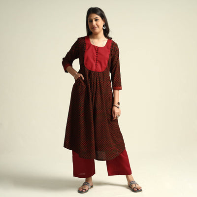  Bagh Block Printing Cotton Kurta with Palazzo & Dupatta Set Online at iTokri.com
