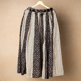 Black - bagh printed cotton long skirt - handcrafted
