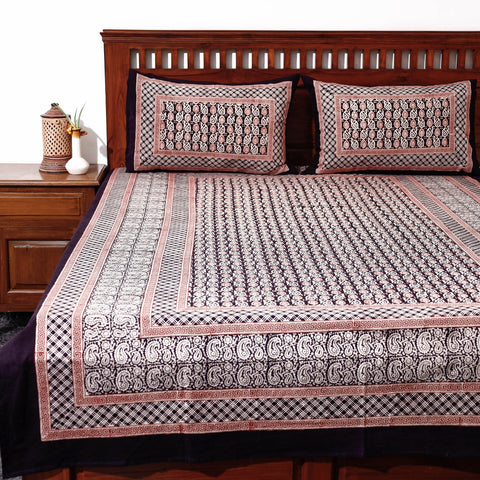  Bagh Block Printed Cotton Single Bed Cover with Pillow Covers 