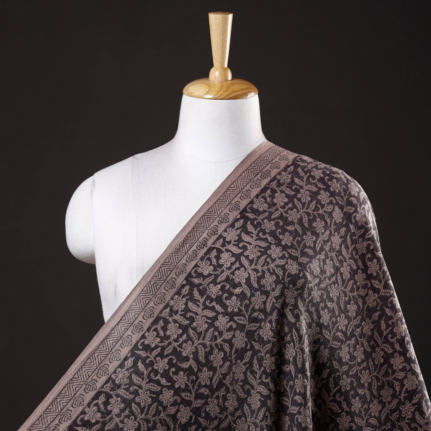  Bagh Block Printed Merino Wool Handloom Fabric 