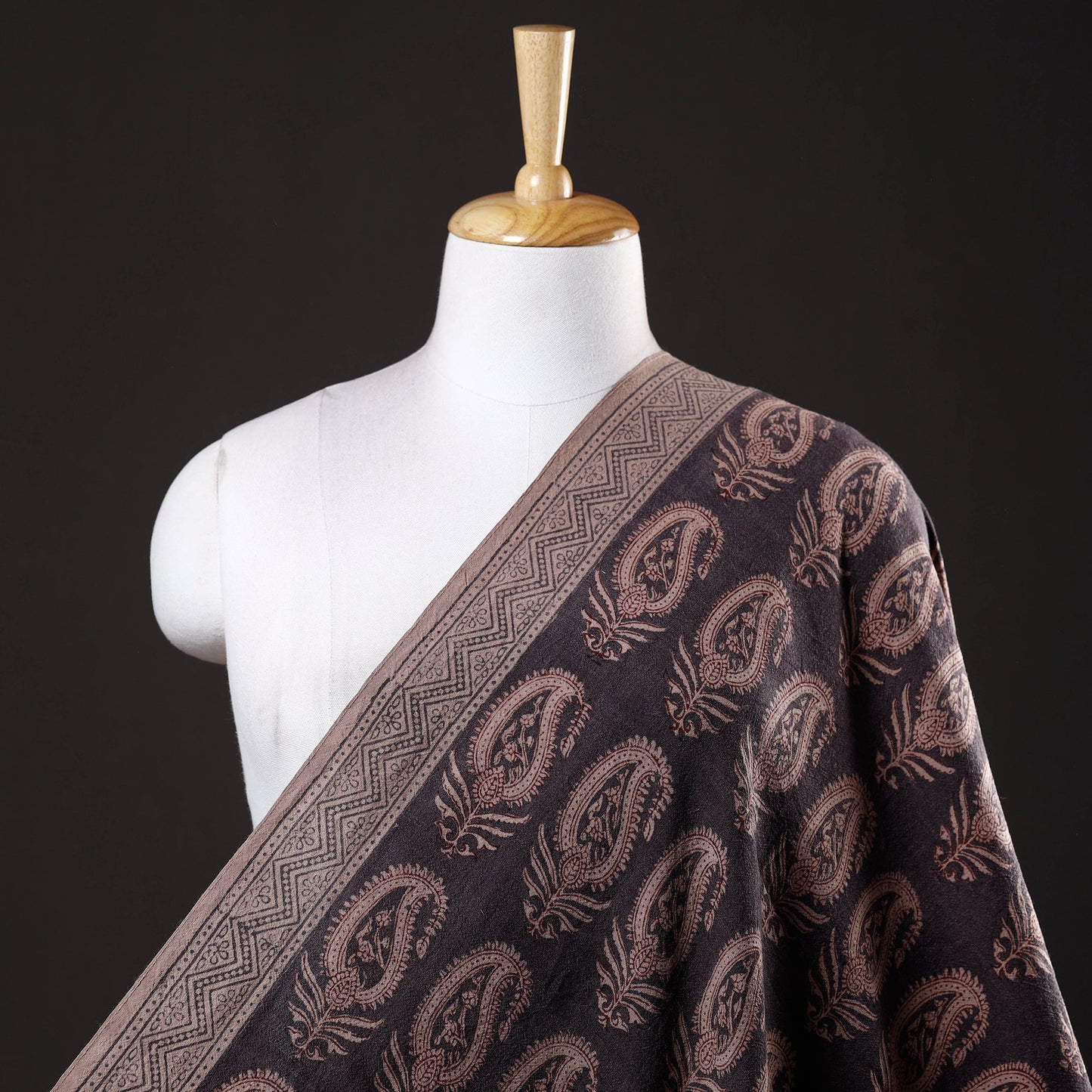  Bagh Block Printed Merino Wool Handloom Fabric 