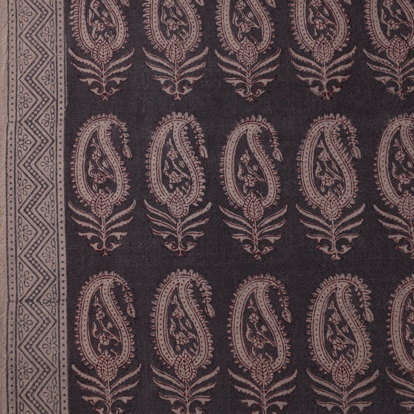  Bagh Block Printed Merino Wool Handloom Fabric 