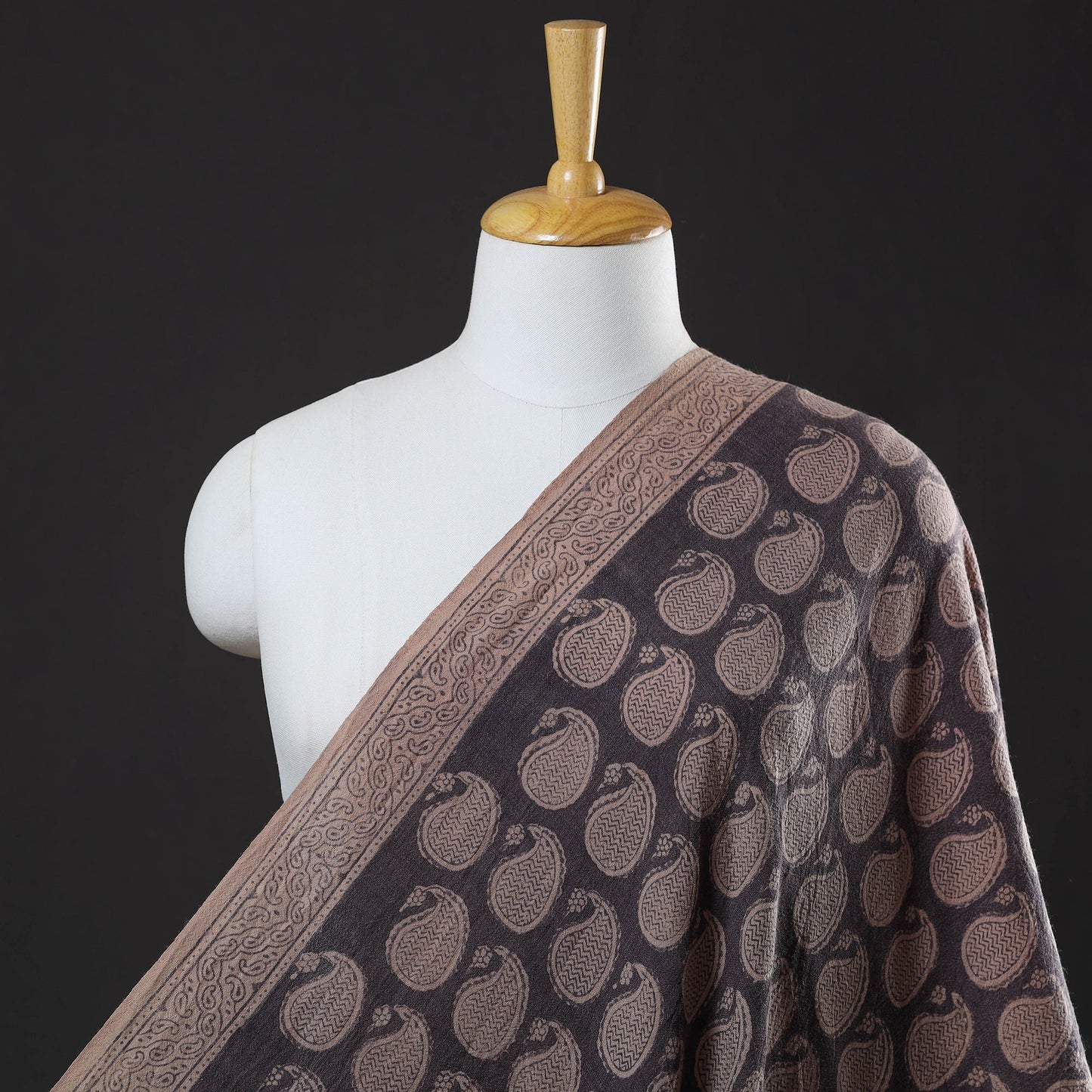  Bagh Block Printed Merino Wool Handloom Fabric 