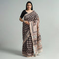 Black Bagh Block Printed Natural Dyed Chanderi Silk Saree