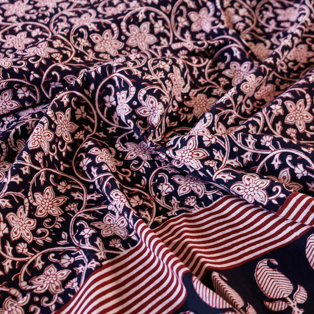  Bagh Block Printed Natural Dyed Pure Cotton Double Bed Cover 