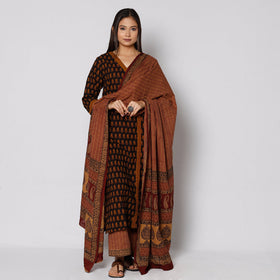 Black - bagh printing cotton kurta with palazzo & dupatta