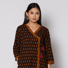 Black - bagh printing cotton kurta with palazzo & dupatta