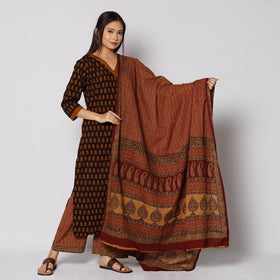 Black - bagh printing cotton kurta with palazzo & dupatta