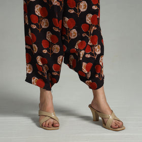 Black - bagru cotton elasticated harem pant 11 - handcrafted